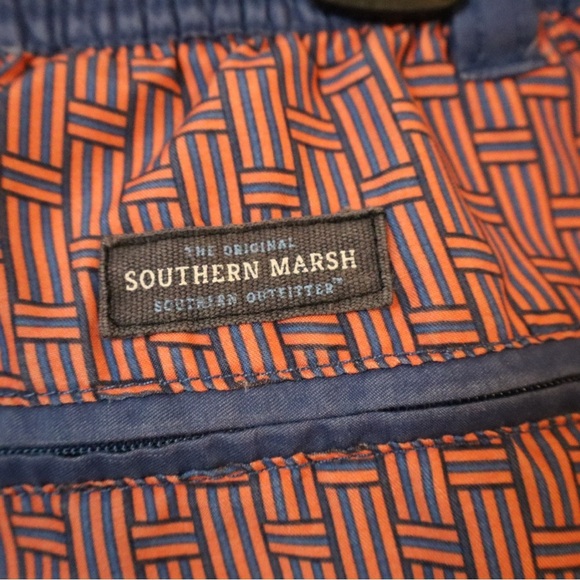 Southern Marsh Red and Blue Swim Trunks with Drawstring Closure - Picture 4 of 5